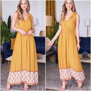 LAST 1❗️MITTOSHOP Boho Chic Mustard Sleeveless Maxi Dress